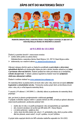 Zápis do MŠ